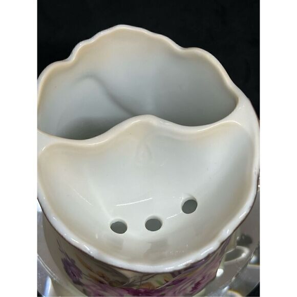 Vintage Nippon Floral Porcelain Shaving Mug Mustache Mug Hand Painted Cup - Picture 10 of 10